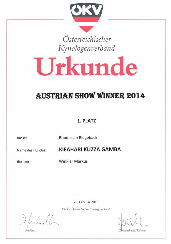 Austrian Show Winner 2014